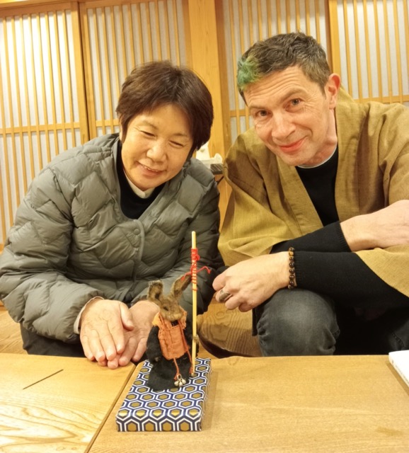 With Akiko-san, and my lucky traveling companion